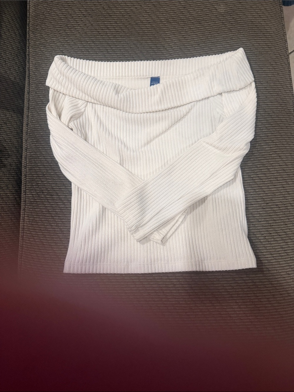 Old Navy White Ribbed Off-the-Shoulder Kids Top